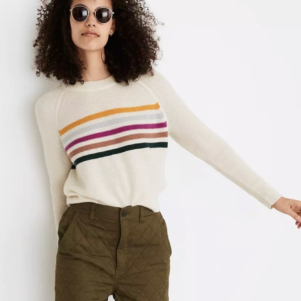 COPY - Madewell Cashmere Shrunken Stripe Sweatshirt Sz S
